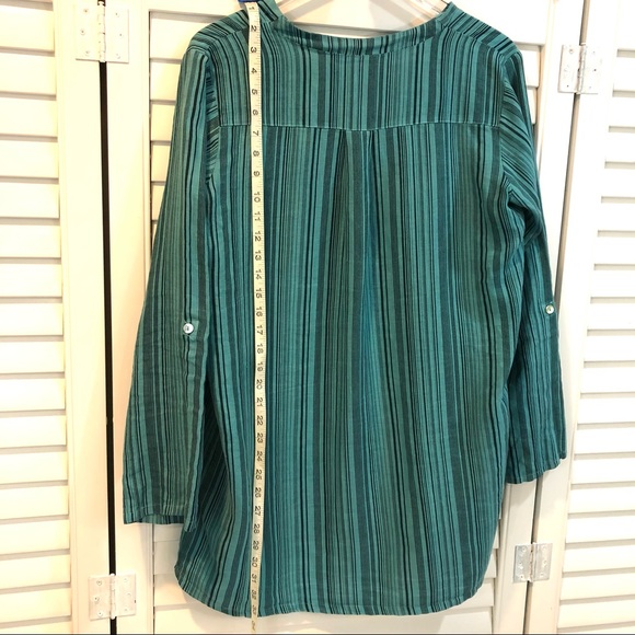 Soft Surroundings Teal Linen Striped Tunic - Picture 9 of 9